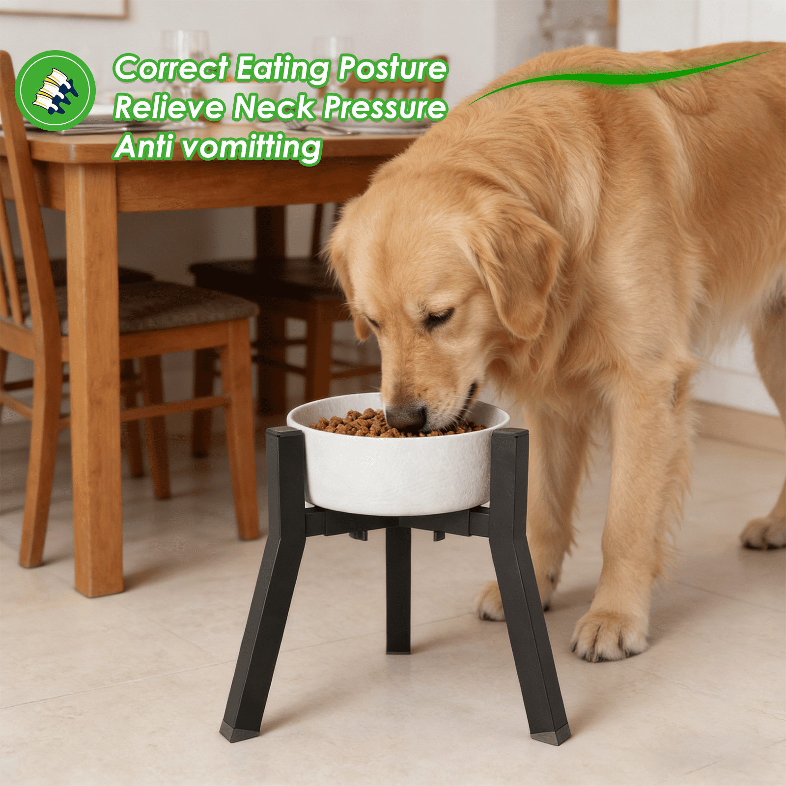 Adjustable Raised Dog Bowl Stand for Large Dogs, Single Raised Feeder Station (Bowl Not Included)