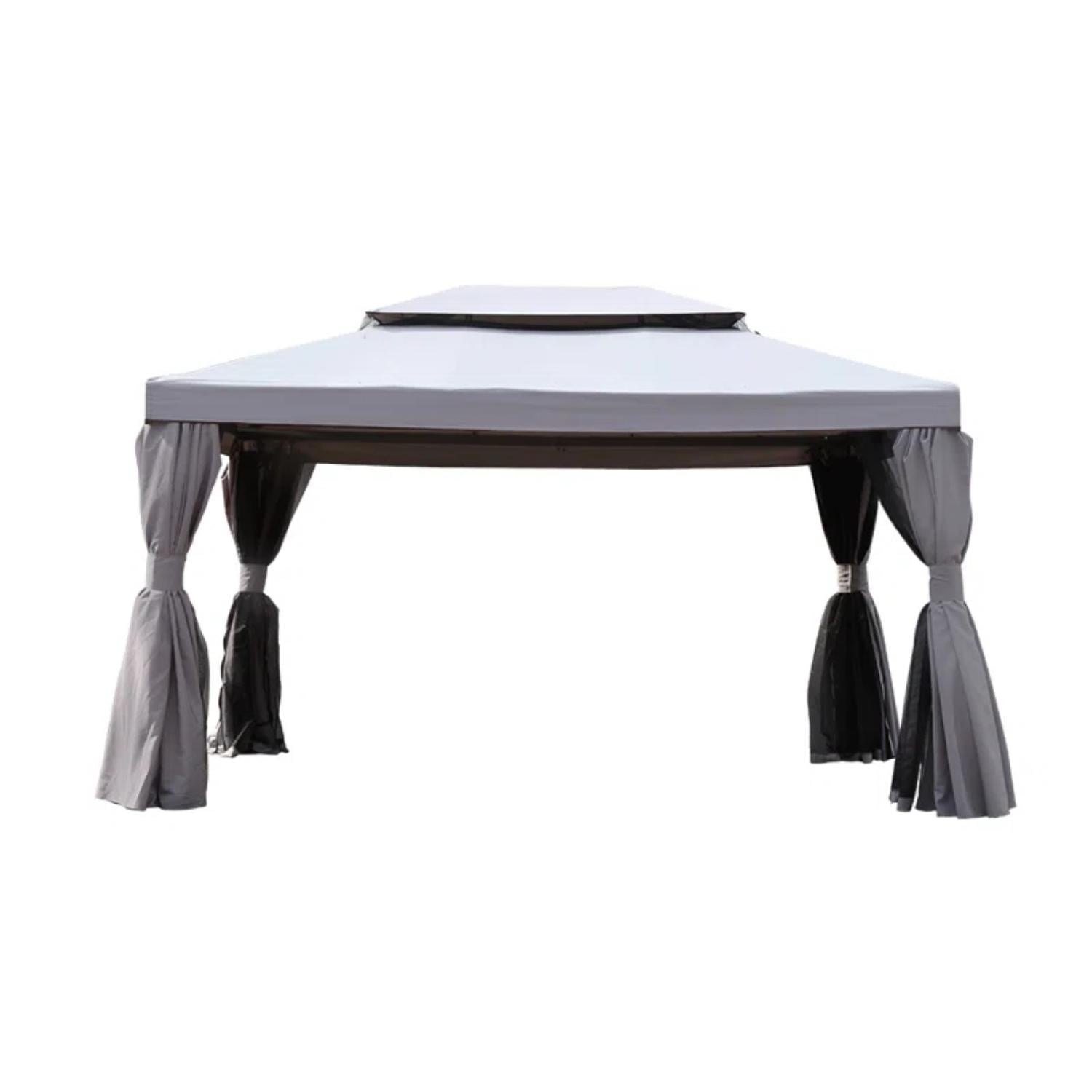 Grand Patio Outdoor Soft-Top Gazebo, Water-Resistant Gray Patio Covers Gazebos, Curtains, 10 x 13 ft