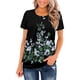 thumbnail image 1 of Blusa de cuello redondo fruncido a la moda para mujer, camisetas holgadas de manga corta con estampado, camiseta clásica de verano Pompotops hkajfhjk464736, 1 of 9