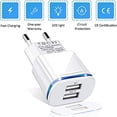 thumbnail image 3 of Cargador de pared USB, paquete de 3, 2,1 A, 5 V, adaptador de corriente LED universal de 2 puertos, compatible con iPhone 11, XR, X, XS Max, 8, 7, 6, 6S Plus, 5S, iPad, Samsung Galaxy/Note y teléfonos, 3 of 5