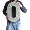 thumbnail image 6 of Huge 20" Metal Letter "O" Wall Decor, Silver with Rusted Edges, Galvanized Wall Mountable Decoration for Country, Mid-Century, or Farmhouse Themed Room or Event, 6 of 6