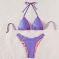 thumbnail image 6 of Womens Reversible Bikini Sets Two Piece Swimsuit Printed Halter Bikini Top with Adjustable Tie and Triangle Bikini Bottom Beach Wear for Women, 6 of 7