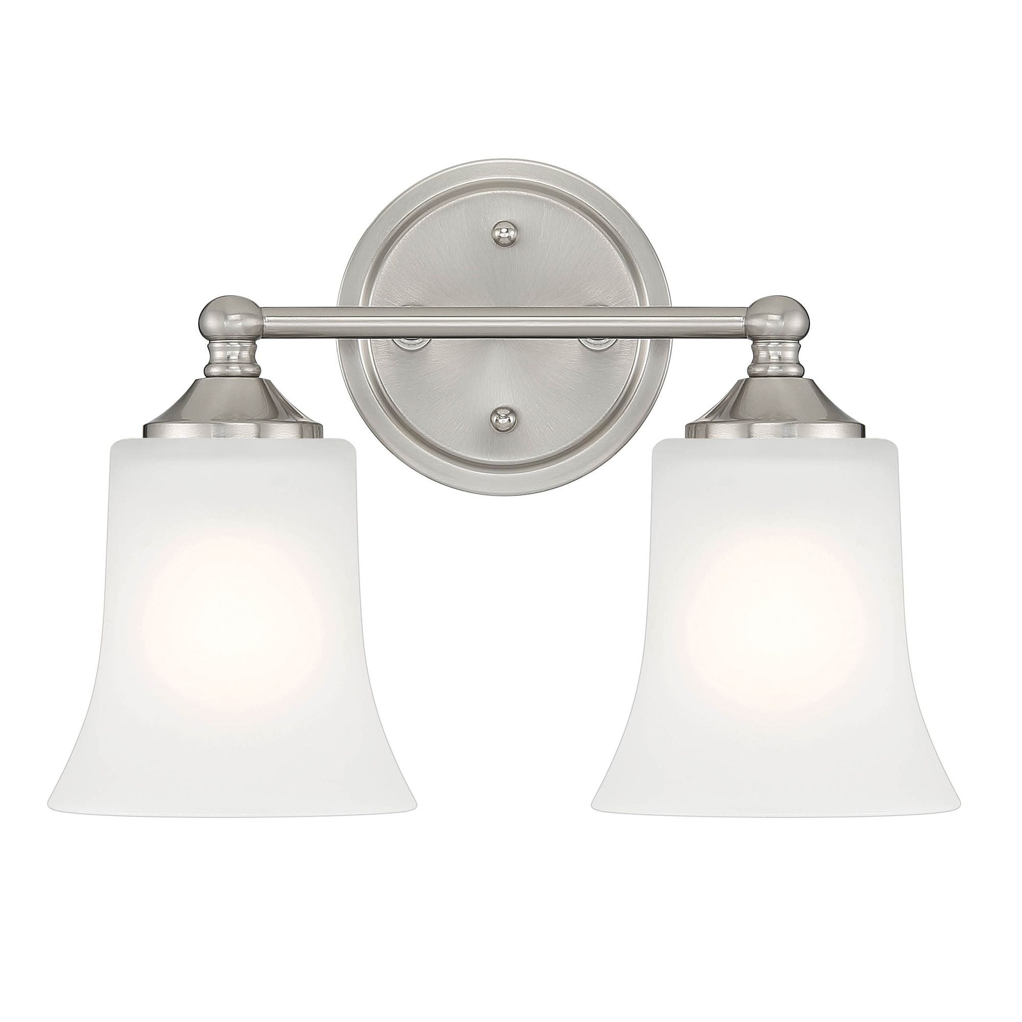 Designers Fountain Bronson 2 Light Brushed Nickel Bathroom Vanity Light Fixture, D278M-2B-BN