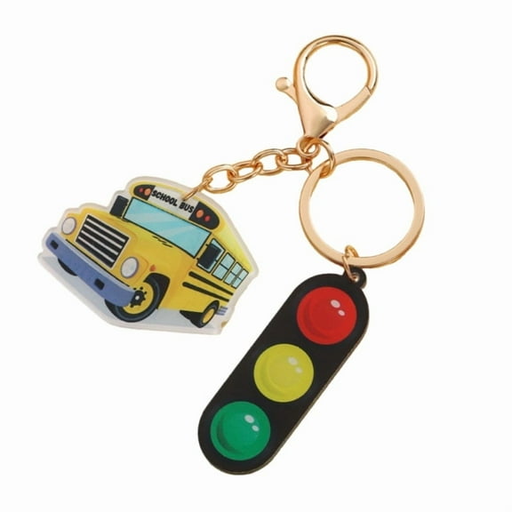 School Bus Keychain Pendant Traffic Light School Bus Hanging Keychain Backpacks Charm Accessories Graduation Season Gift