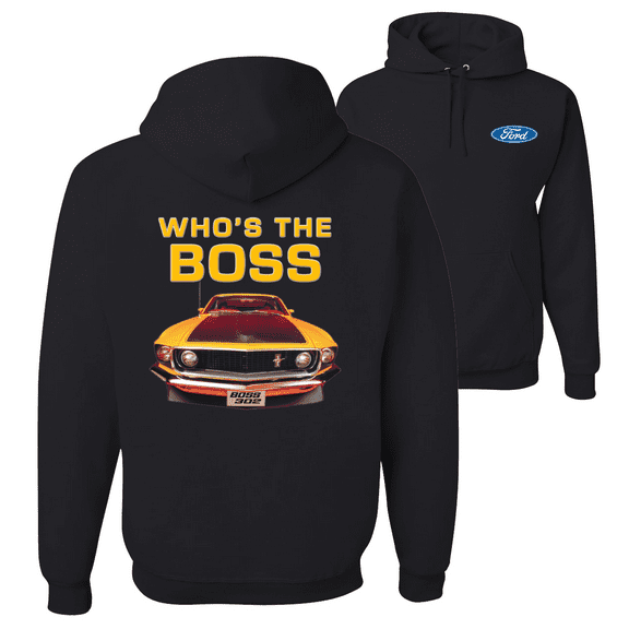 Who's the Boss Yellow 1969 Mustang 302 F&B Front & Back Cars Hoodie Sweatshirt