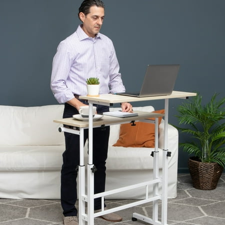 Mind Reader - 2 Tier Sit and Stand Desk XL - White