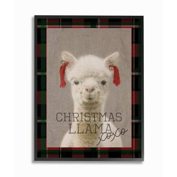 Stupell Christmas Llama Xoxo Framed Giclee Texture Art 11 x 14