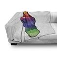 thumbnail image 3 of Groovy Soft Flannel Fleece Throw Blanket, Hand Peace Love Sign in Rainbow Colors Internationally Recognized Universal Print, Cozy Plush for Indoor and Outdoor Use, 50" x 70", Multicolor, by Ambesonne, 3 of 6
