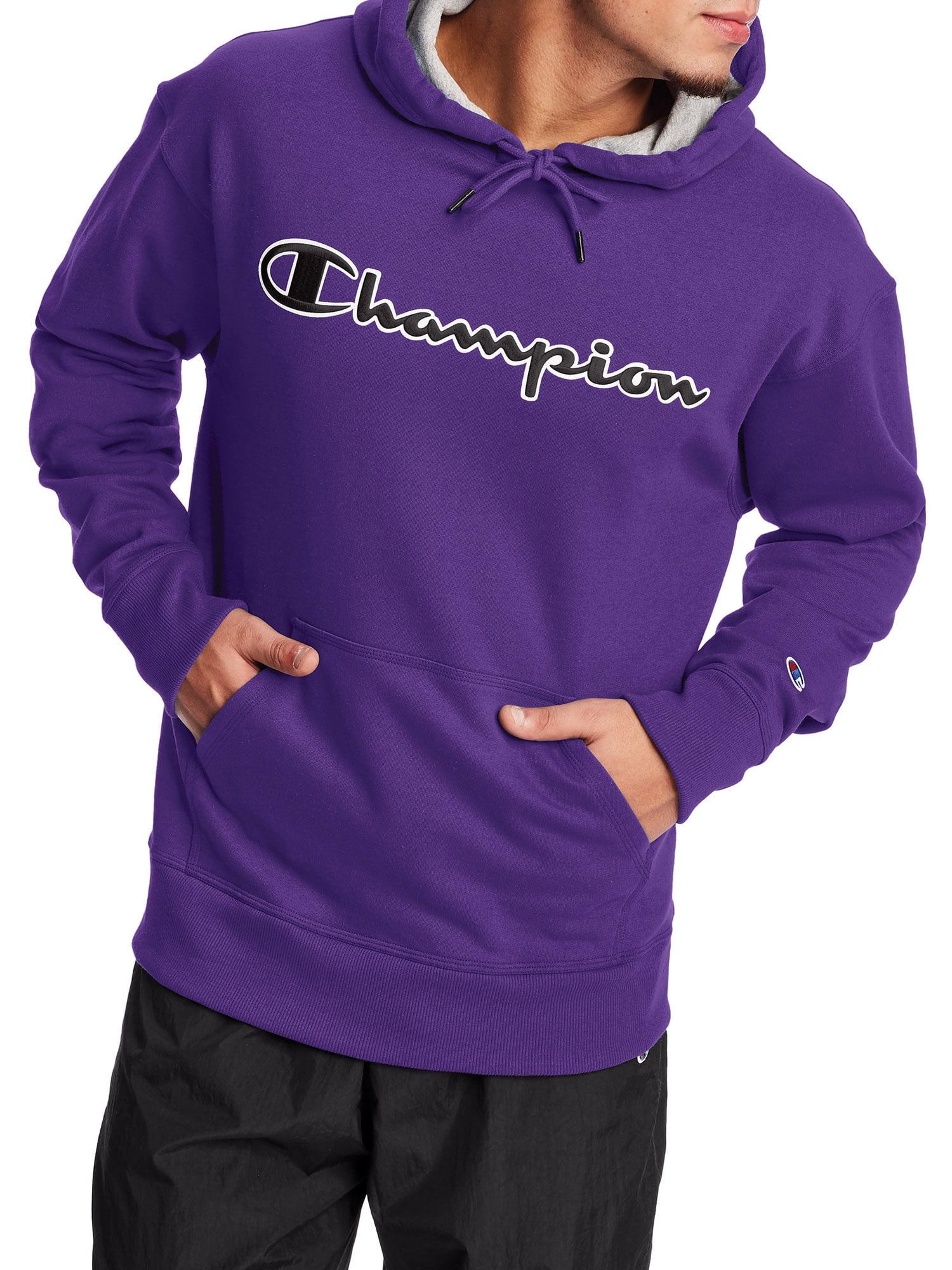 champion men's powerblend applique hoodie