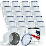 AGH 25 Pack 12oz Stainless Steel Sublimation Mugs - Shipping from the US - Double Wall Vacuum Insulated Mug, Keeps Drinks Chilled, Camper Mugs with Splash-proof Lids