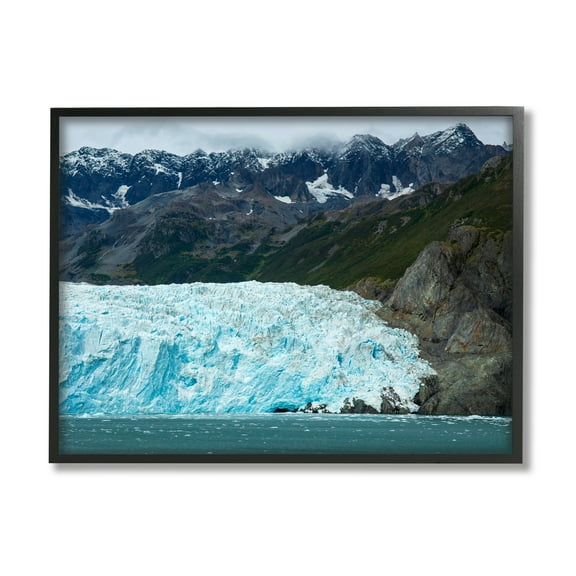 Stupell Industries Frozen Glacier Photography Nature Photography Black Framed Art Print Wall Art, 14 x 11
