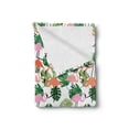 thumbnail image 2 of Tropical Soft Flannel Fleece Throw Blanket, Hipster Theme with Flamingo Birds Monstera Leaves Hawaiian Jungle, Cozy Plush for Indoor and Outdoor Use, 50" x 60", Salmon Pink, by Ambesonne, 2 of 5