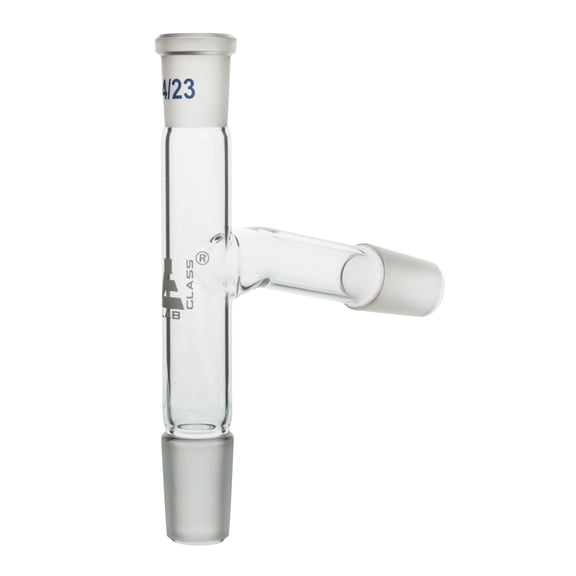 Plain Still Head, B14 Thermometer Socket - 14/23 Cone Size for Flask, 14/23 for Condenser - Borosilicate Glass - Eisco Labs