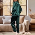 thumbnail image 3 of Pajamas for Women Set Button down Satin Silk Sleepwear Sets Long Sleeve V Neck Loungewear Long Pants Nightwear, 3 of 7