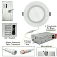 thumbnail image 3 of NUWATT 6 Pack 4 Inch LED Recessed Ceiling Light with Junction Box, 10W, 5 Color Selectable 2700K - 5000K Daylight, Dimmable, Canless Downlight, 800 LM, 120 Volts, Wet Rated, Certified, 3 of 7