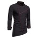 thumbnail image 1 of Camisa retro de manga larga con cuello alto y bloques de color para hombre - Poliéster, transpirable y casual, 1 of 8