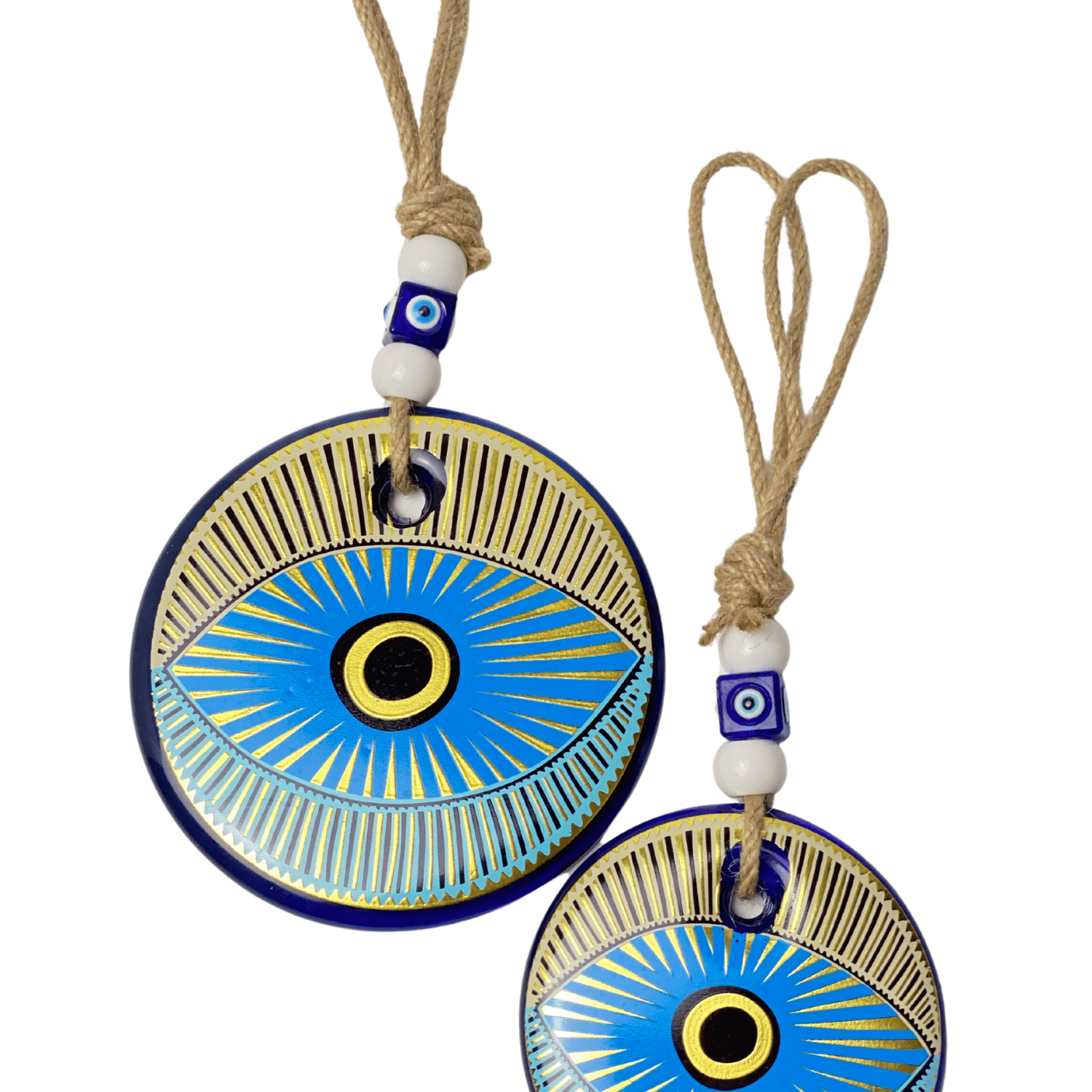 Evil Eye Lovers Turkish Evil Eye Wall Hanging Glass Good Luck Gift Ideas Protection Charm for Home (Large)