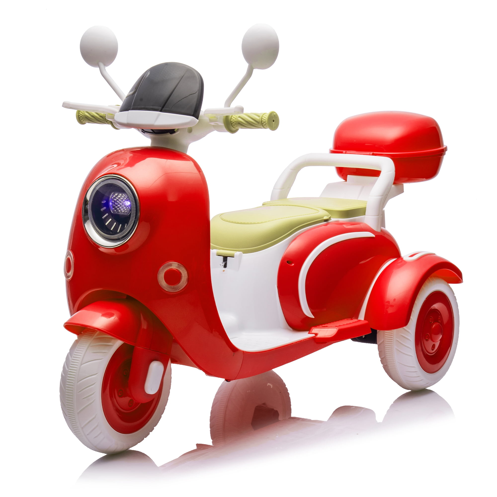 Xuanlur Upgrade 12V 2 Seater Dual Motor Kids Motorcycle, Girls Ride on Toys with Storage Compartments, Slow Start, USB, Bluetooth, Motorcycle for Kids Aged 3+(Red)