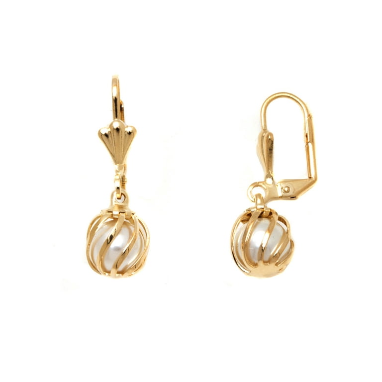 Peermont White Cultured Pearl Cage Drop Earings