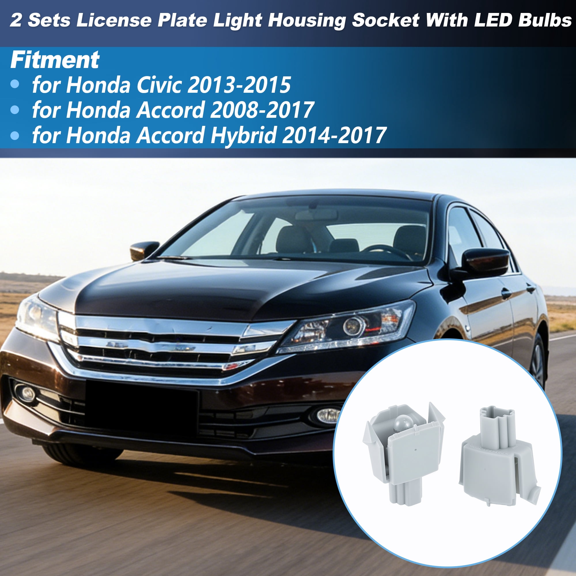 Unique Bargains 2 Pcs License Plate Light Socket Kit for Honda Civic 2013-2015