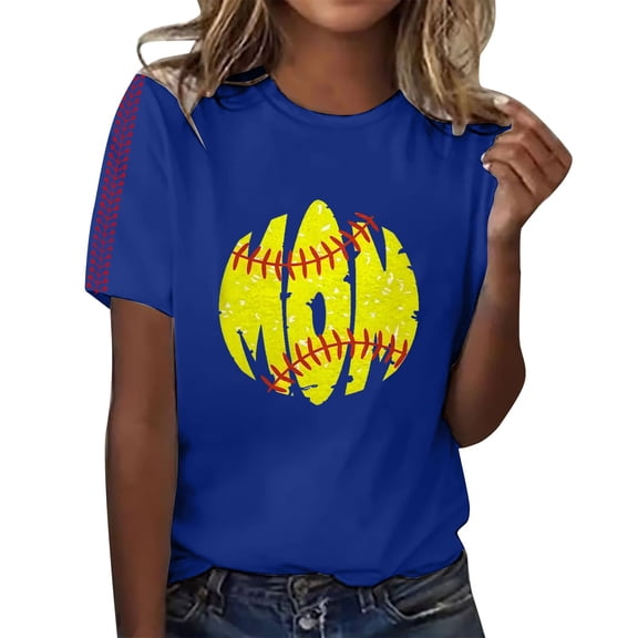 yunLCZ Women Shirts 2025 Summer Women's Baseball Print T Shirt