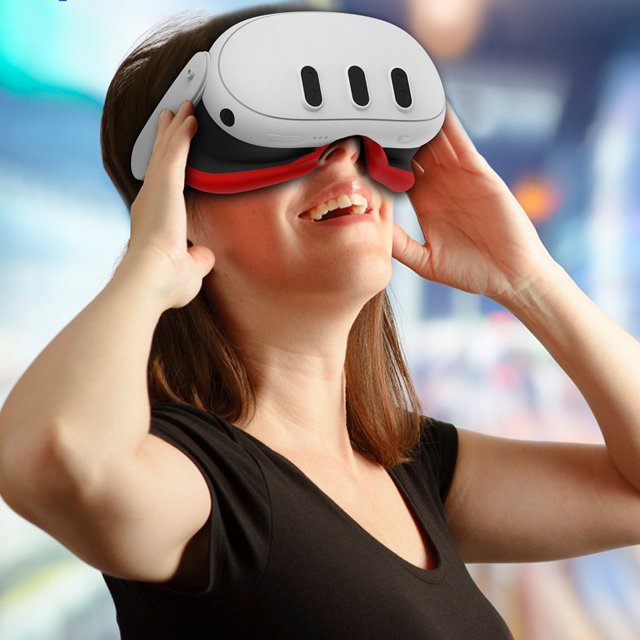 Almohadilla de silicona para cubrir la cara, cojín facial de repuesto para Meta Quest 3 (rojo)
