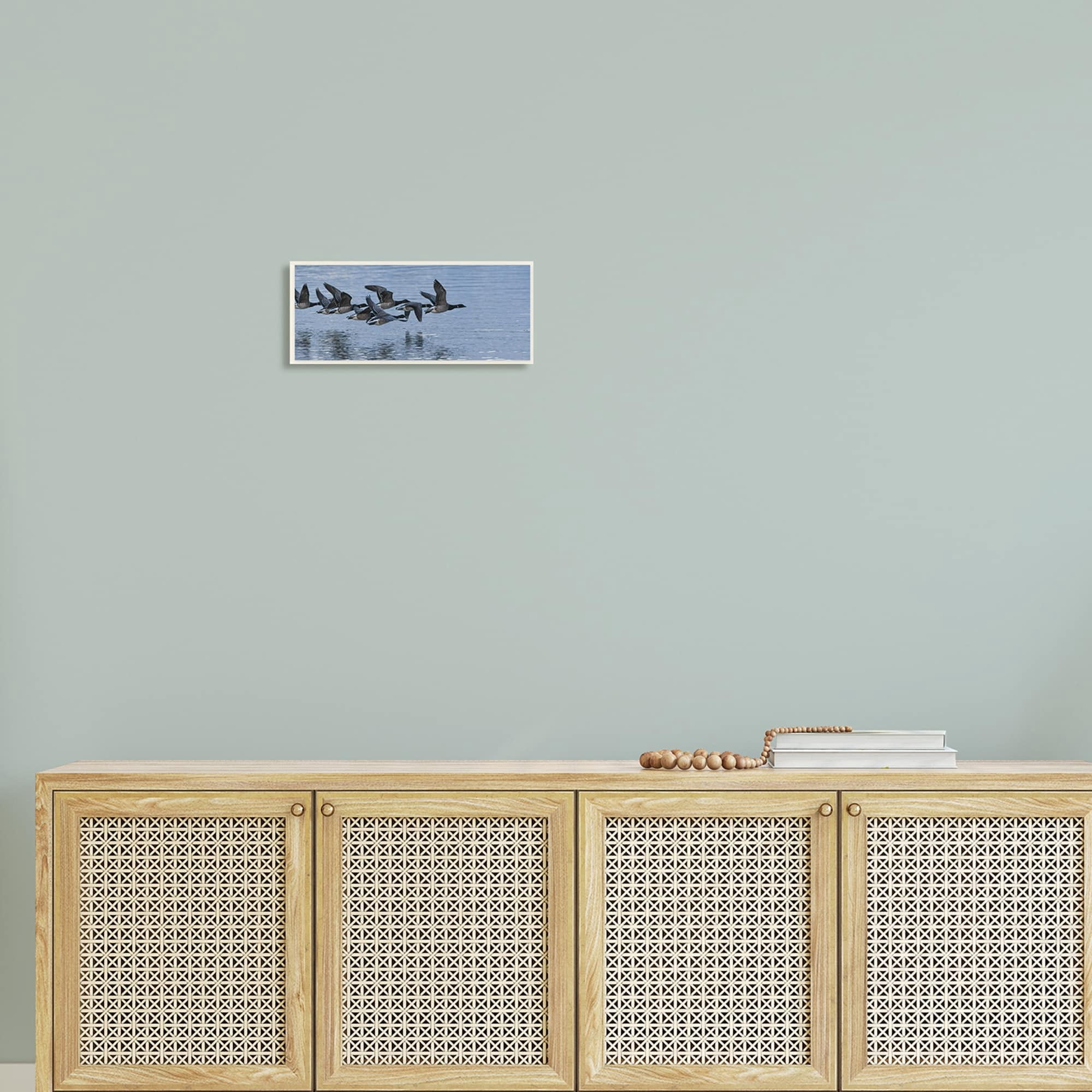 Stupell Industries Flying Geese Wings Flapping Calm Ocean Water Wood Wall Art, 17 x 7, Design by Amy Brinkman