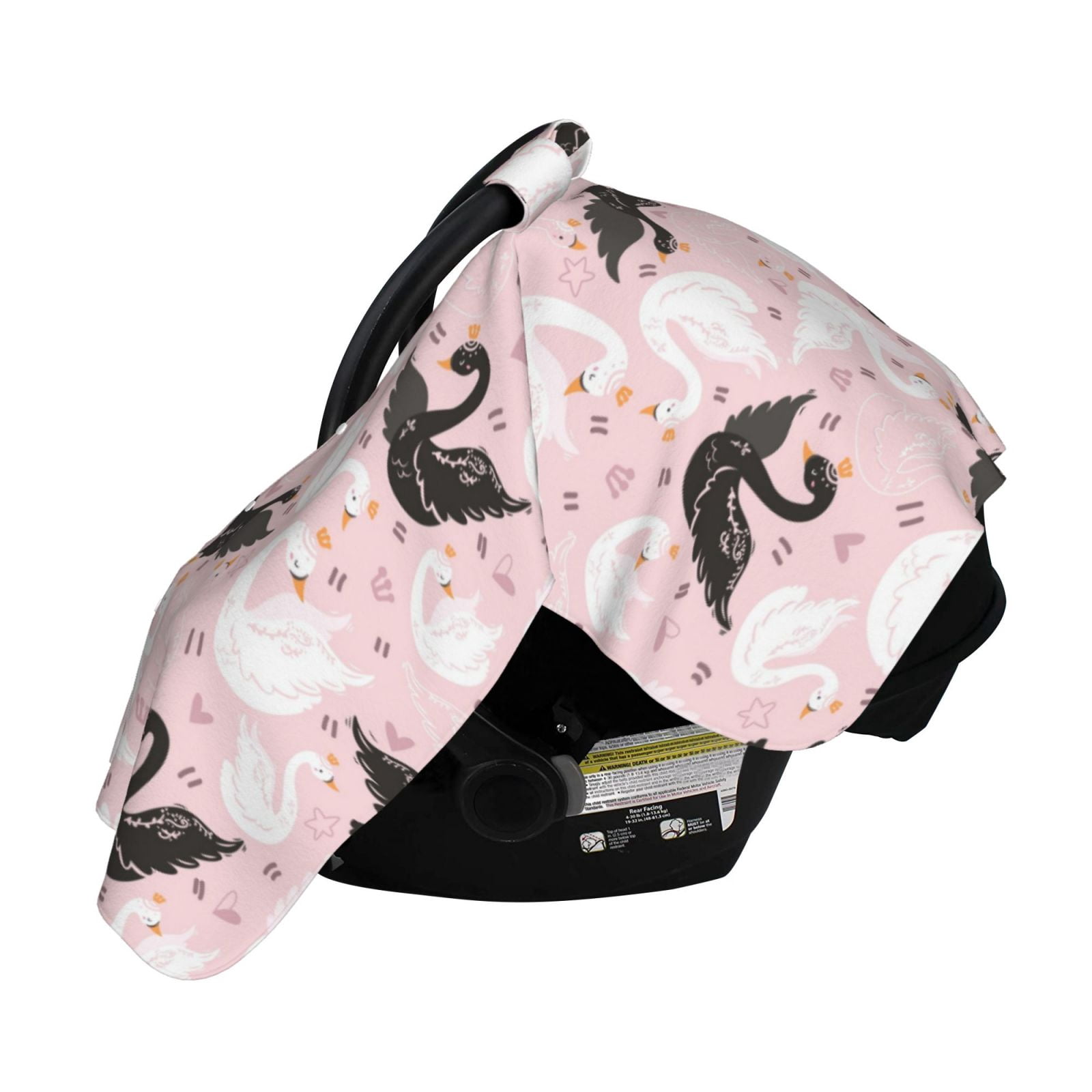 Naloa Swan And Flowers2 Baby Car Seat Cover, Breathable Baby Carrier Cover, Multiuse Baby Carrier Cover & Nursing Breastfeeding Cover