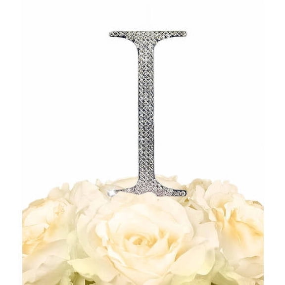 Unik Occasions Collection Rhinestone Wedding Cake Topper, Silver