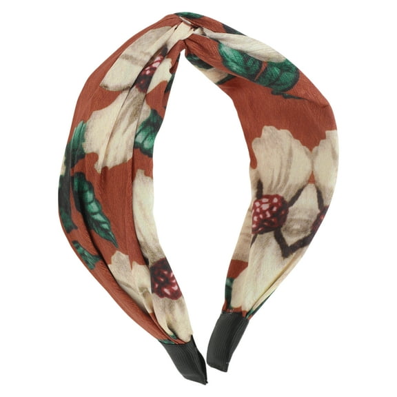 Unique Bargains 1 Pc Wide Tie Flower Headbands for Women Brick Red