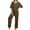 05-Olive Green, variant on MINTREUS Lounge Sets for Women Knit Short Sleeve V-neck Tops and Long Pants Soft Comfy Pajamas Set Oversized 2 Piece Outfits