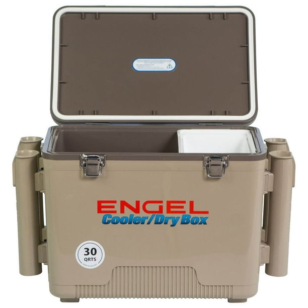 ENGEL 30-Qt Leak-Proof Insulated Airtight Drybox Cooler w/ 4 Rod Holders 