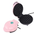 thumbnail image 3 of Mini Gaufrier Antiadhésif Double Face Rond Machine à Petit-Déjeuner Multifonctionnelle pour Toast Sandwich Prise au 220V Rose, 3 of 16