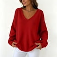 thumbnail image 6 of Liuinsasek Womens Winter V Neck Knitted Sweater Fashion Casual Basic Solid Lightweight Soft Basic Casual Pullover Top for Spring Fall Winter, 6 of 10