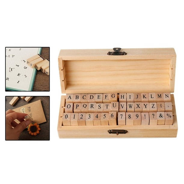 Álbum de Sellos Del Alfabeto de Madera Sello de Goma Multiusos con Caja letras verticales Macarena Sello de letras