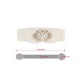 thumbnail image 3 of Cinturones elásticos INSPIRE CHIC de 2.36" de ancho, de cuero sintético con cuentas de ópalo y incrustaciones de rhinestone, cinturón ajustable elástico para vestido de 66 cm/26" color beige, 3 of 5