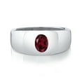 thumbnail image 2 of Gem Stone King Men's 925 Sterling Silver Red Rhodolite Garnet Ring for Men | 1.35 Cttw | Oval 8X6MM | Gemstone January Birthstone (Size 7), 2 of 4