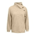 thumbnail image 4 of SGMVNU Womens Sweatshirt Casual Textured Knit Long Sleeve Irregular Button V Neck Loose Pullover 2025 Fashion Fall Outfits Tops(Beige, 4XL), 4 of 5