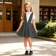 thumbnail image 2 of Kcolen Girls Pleated Jumper School Uniform Dress Sleeveless V-Neck Flared Dress Preppy School Uniform Clothes Back To School Dresses for Girls 2-15 Years, 2 of 3