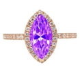 thumbnail image 7 of Halo Engagement Ring for Women - 2.38ct Natural Amethyst in 14K Rose Gold Promise Ring, 7 of 7