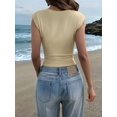 thumbnail image 6 of Womens Deep V Neck Crop Tank Tops Going Out Crop Top Sleeveless Slim Fit Y2k Summer Tops Yellow L, 6 of 7