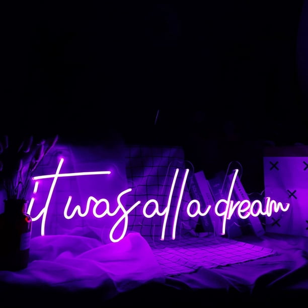 uertd it was All a Dream Neon Sign Flex Led Neon Light Sign Led Logo Custom  Neon Sign Bride Party Room Decoration (Purple) 