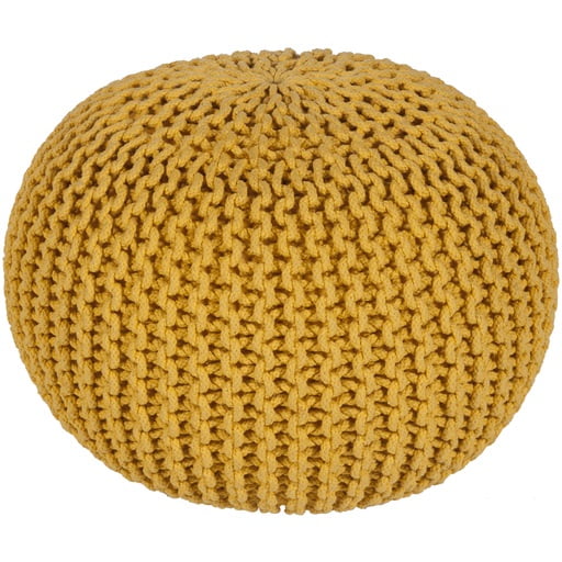 20" Hermosa Mustard Yellow Hand Crafted Cotton Round Pouf Ottoman