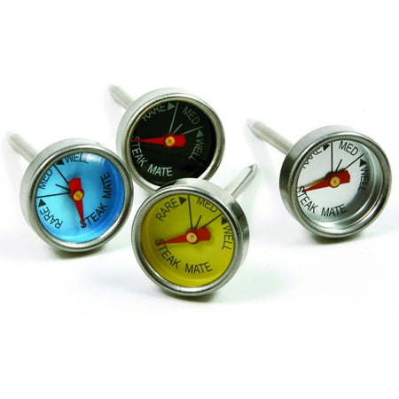 Stainless Steel Temp Probe - Norpro 5984 Mini Steak Thermometers - Stainless Steel Probe Color Coded Set Of 4