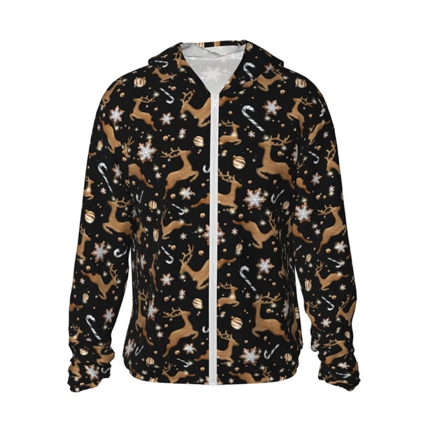 Balery Christmas Cookie Reindeer Sudadera ligera de manga larga con capucha y protección solar UPF 50+ para hombre y mujer, ideal para pesca y running-Large
