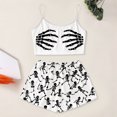 thumbnail image 2 of MEZZALL Halloween Gothic Pajama Set for Women Spaghetti Strap Skeleton Hand Print Crop Tops With Elastic Waist Shorts 2 Piece Home Sleepwear, 2 of 5