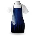 thumbnail image 4 of Half Moon Apron, Mystery Night over Forest Silhouette, Unisex Kitchen Bib with Adjustable Neck for Cooking Gardening, Adult Size, Night Blue, by Ambesonne, 4 of 4