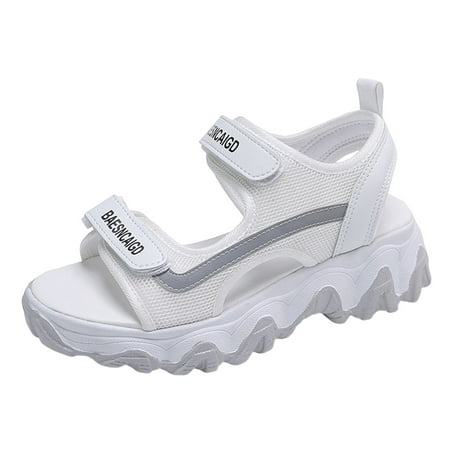 

PEASKJP Women s Sandals Wide Width Women s Giselle Summer Beach Wedge Sandal (Grey 7.5)