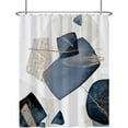 thumbnail image 3 of Blue Grunge Texture Shower Curtain Abstract Grain Fashion Creative Design Boho Striped Shower Curtains for Hotel Spa Home Bathtubs Bath Waterproof Fabric with Hooks 72x84 Inches, 3 of 6