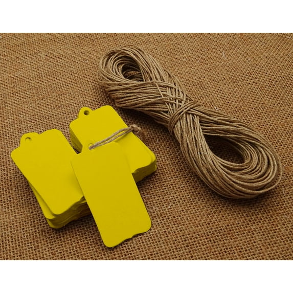 100 Pcs Rectangular Shape Tag Bonbonniere Wedding Favor Hang Tags Gift With Free Natural Jute Twine - Colours Available